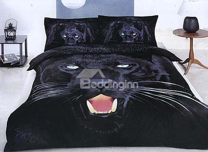 Black Fierce Panther Bedding Set