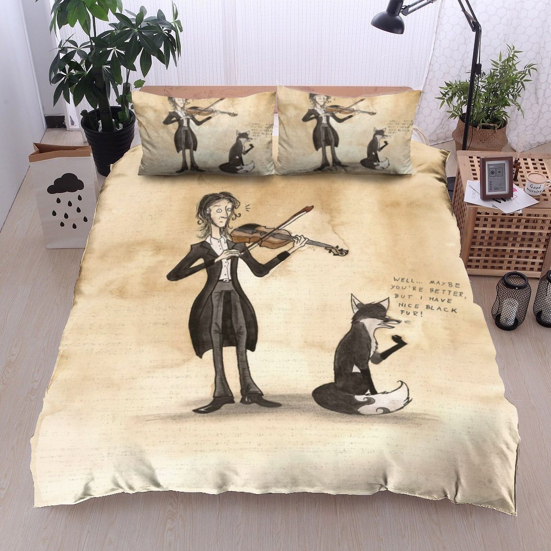 Black Fox And An Artist Bedding Set