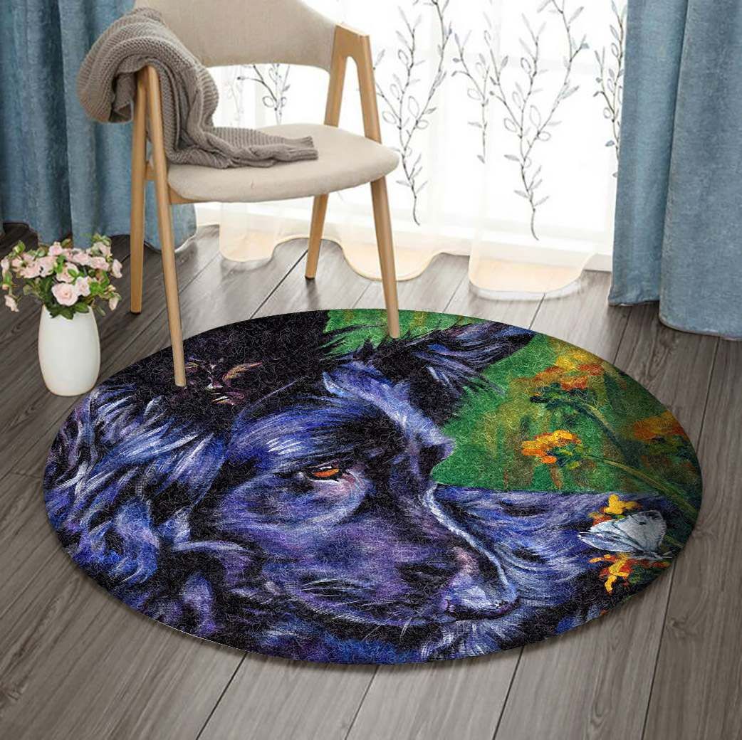 Black German Shepherd Round Carpet