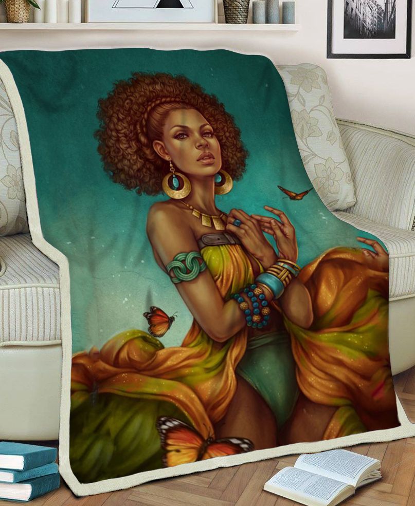 Black Girl African Beautiful Sherpa Fleece Blanket