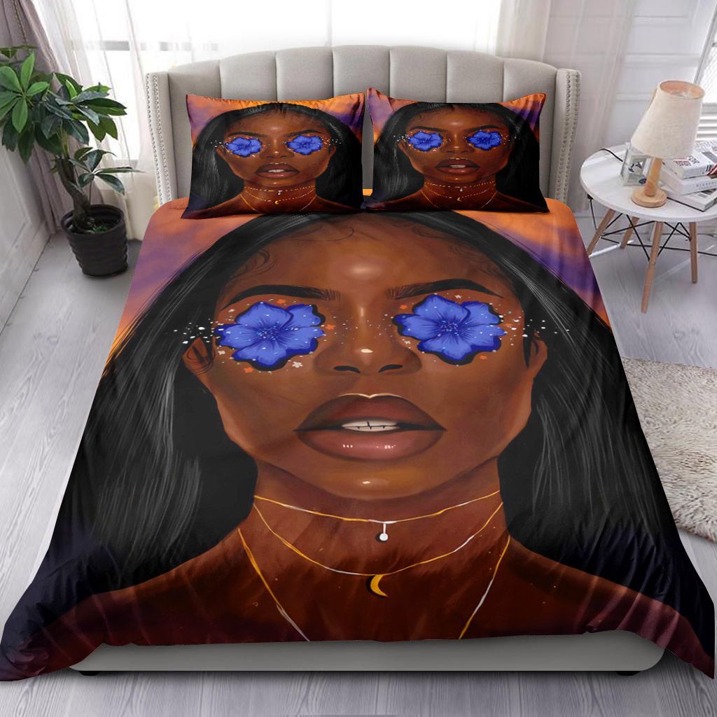 Black Girl And Flower Bedding Set