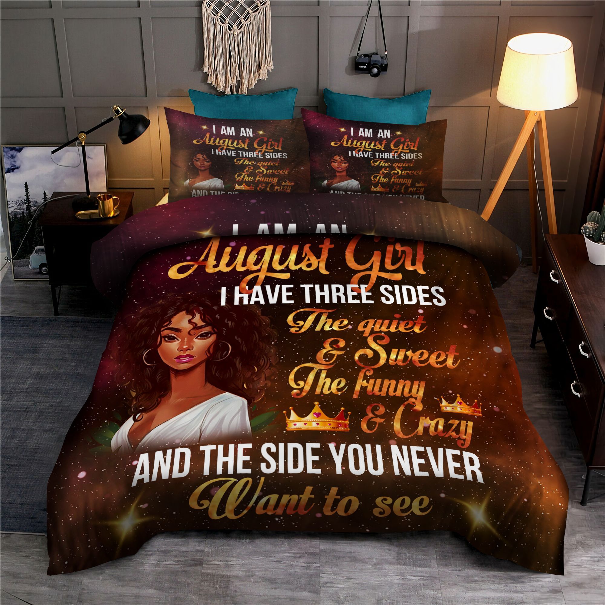 Black Girl And Red Sparrow Bedding Set
