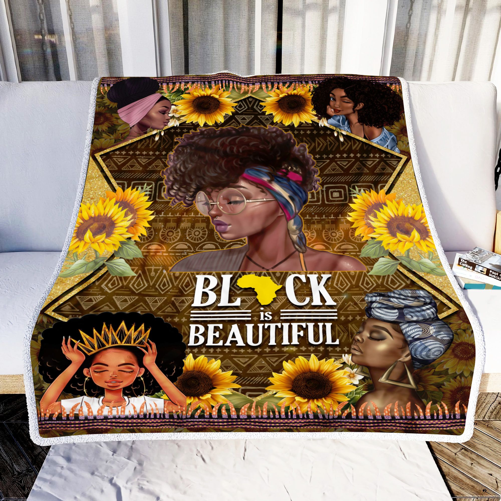 Black Girl Black Is Beautiful Sunflower Fleece Blanket