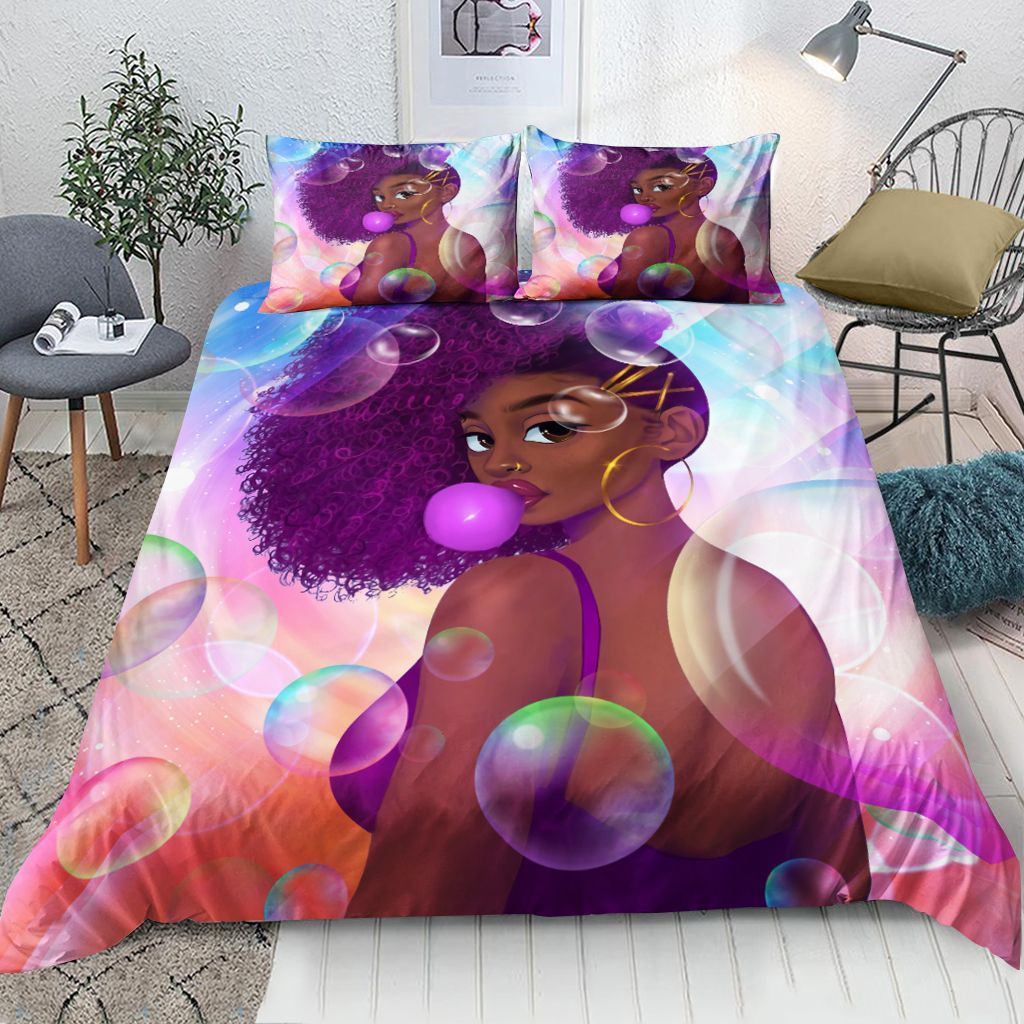 Black Girl Bubble Bedding Set