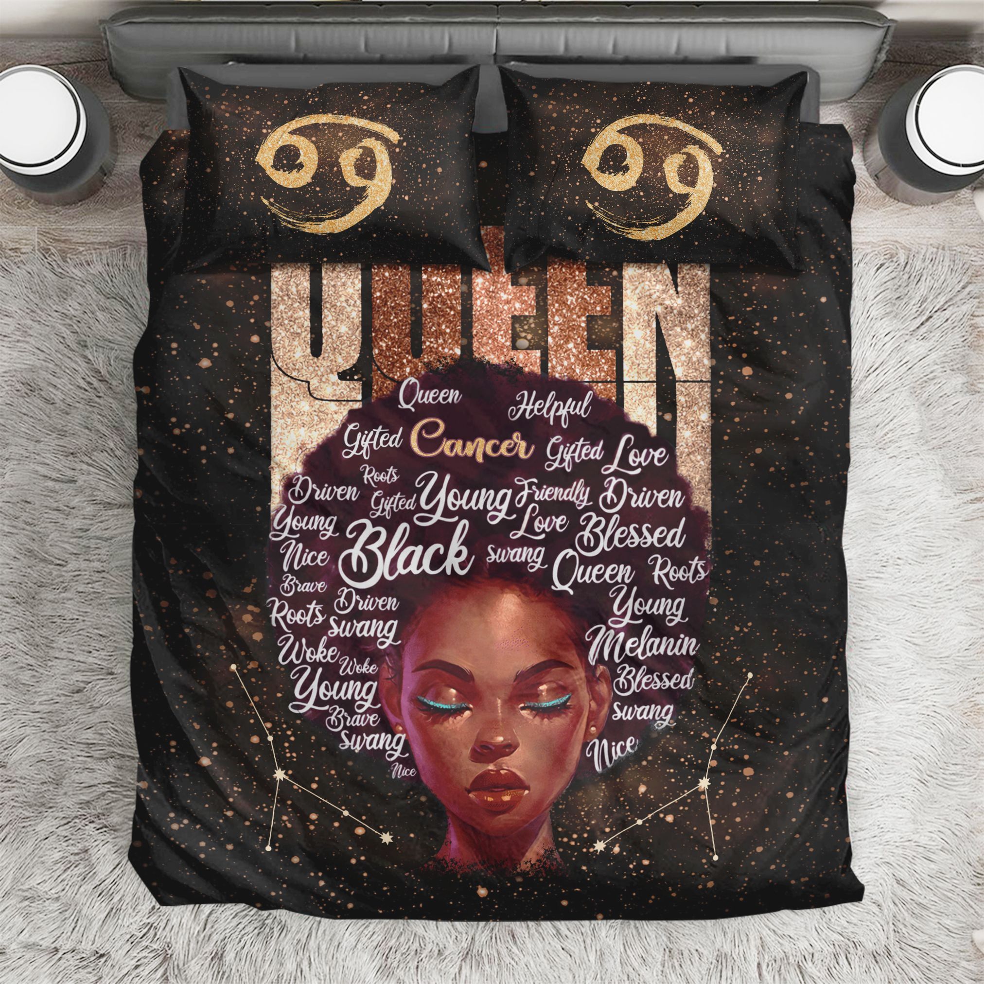 Black Girl Cancer Galaxy Bedding Set