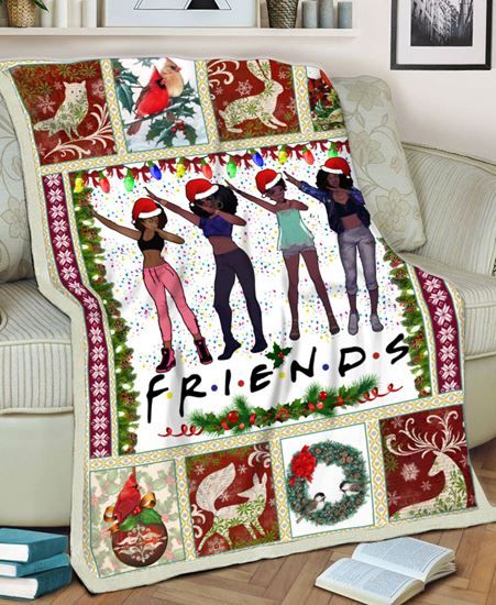 Black Girl Christmas Fleece Blanket