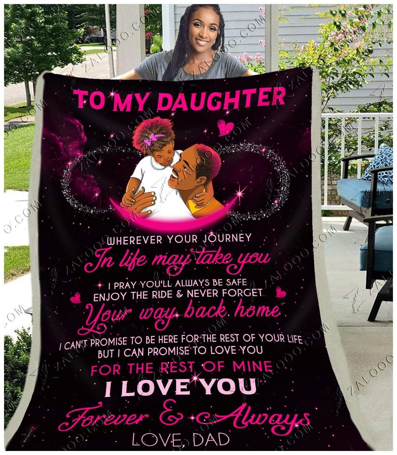 Black Girl Daughter Dad Wherever Your Journey In Life May Take You Sherpa Fleece Blanket