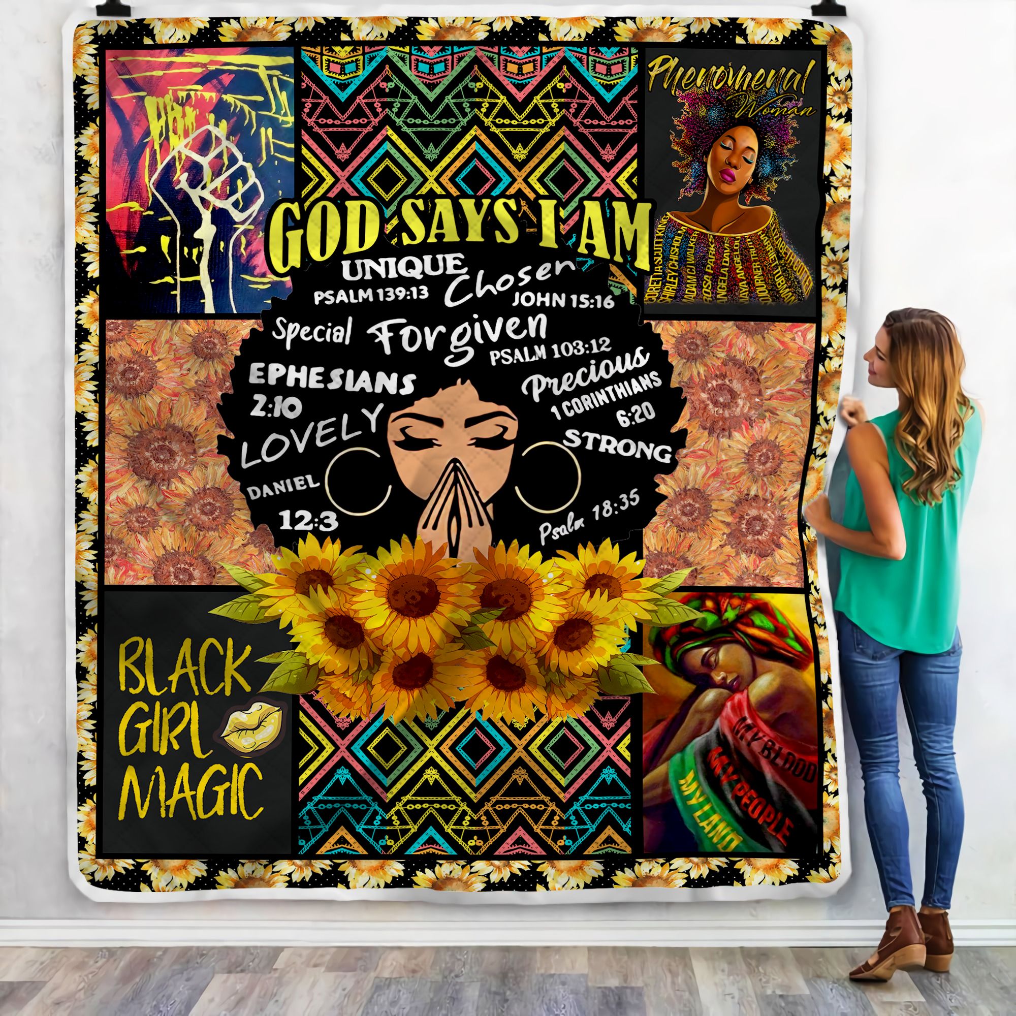 Black Girl God Say I Am Fleece Blanket