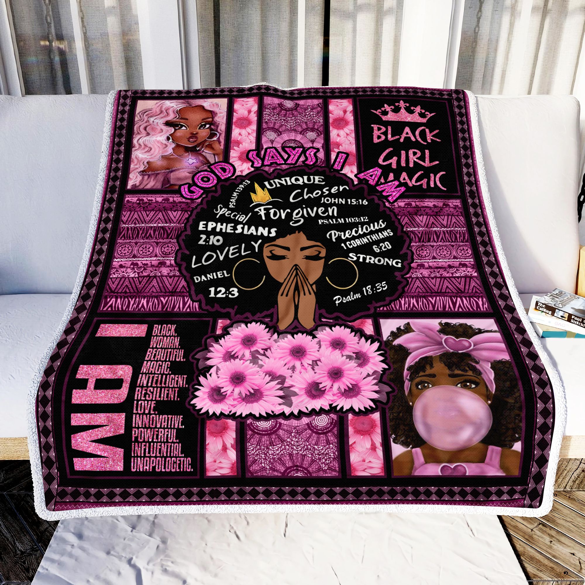 Black Girl God Say You Are Fleece Blanket