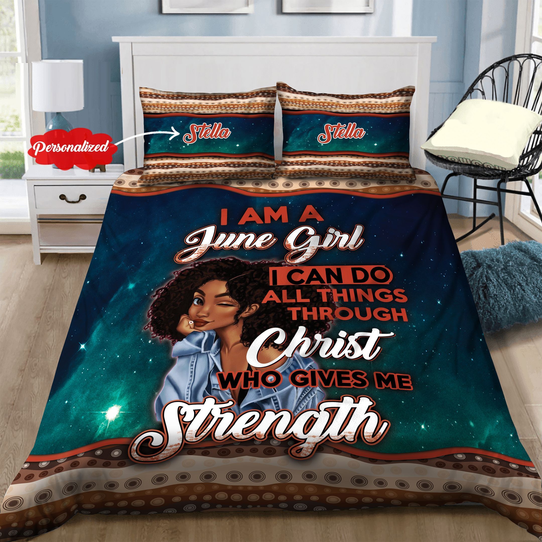 Black Girl June Personalized Bedding Set