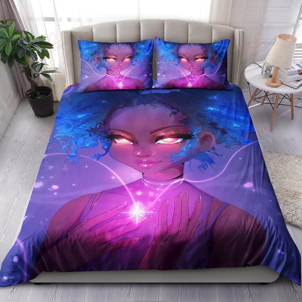 Black Girl Magic Galaxy Purple Bedding Set