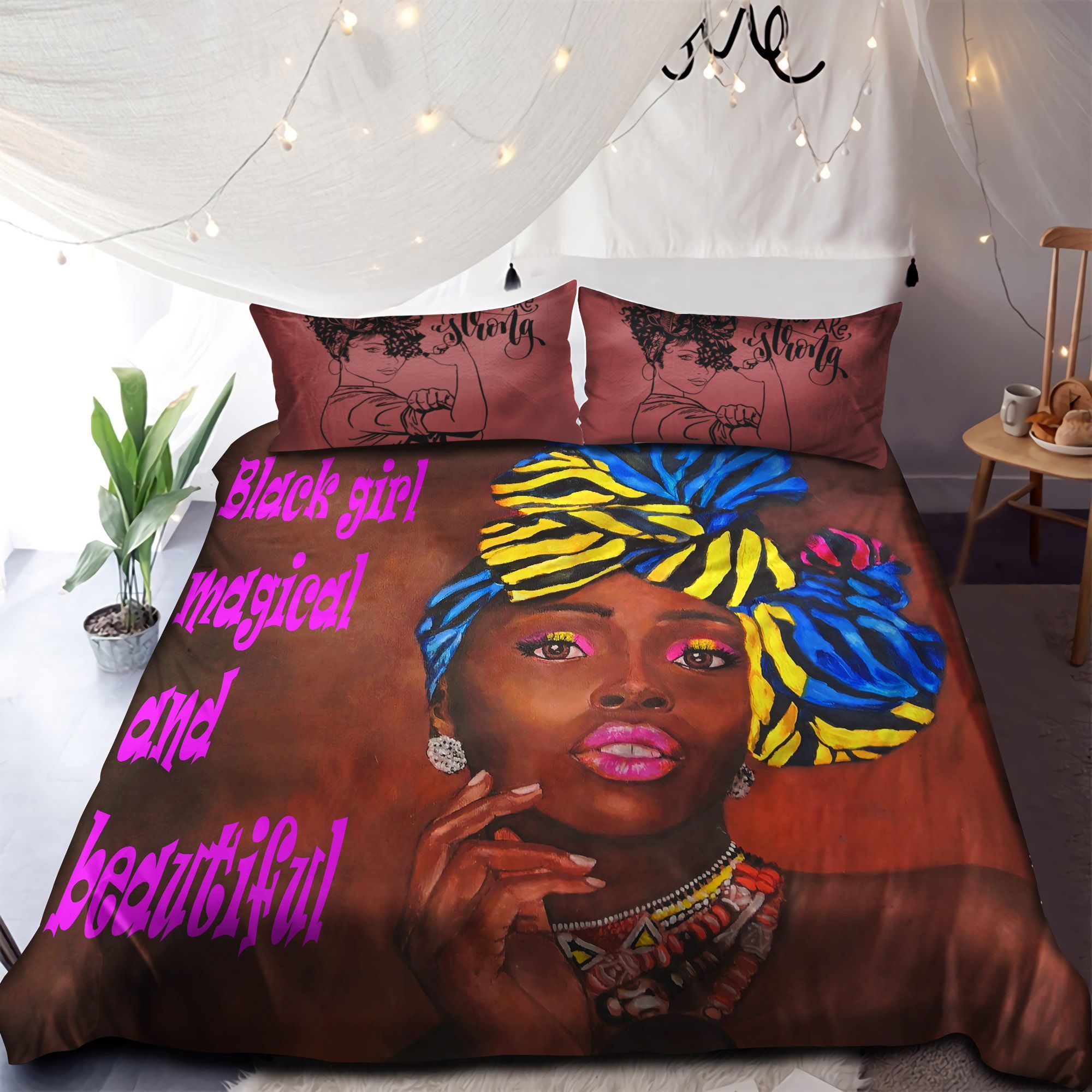 Black Girl Magical And Beautiful Bedding Set