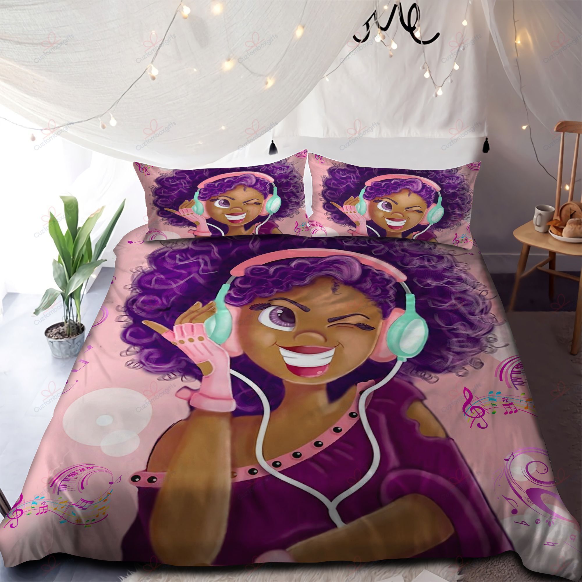 Black Girl Music Bedding Set