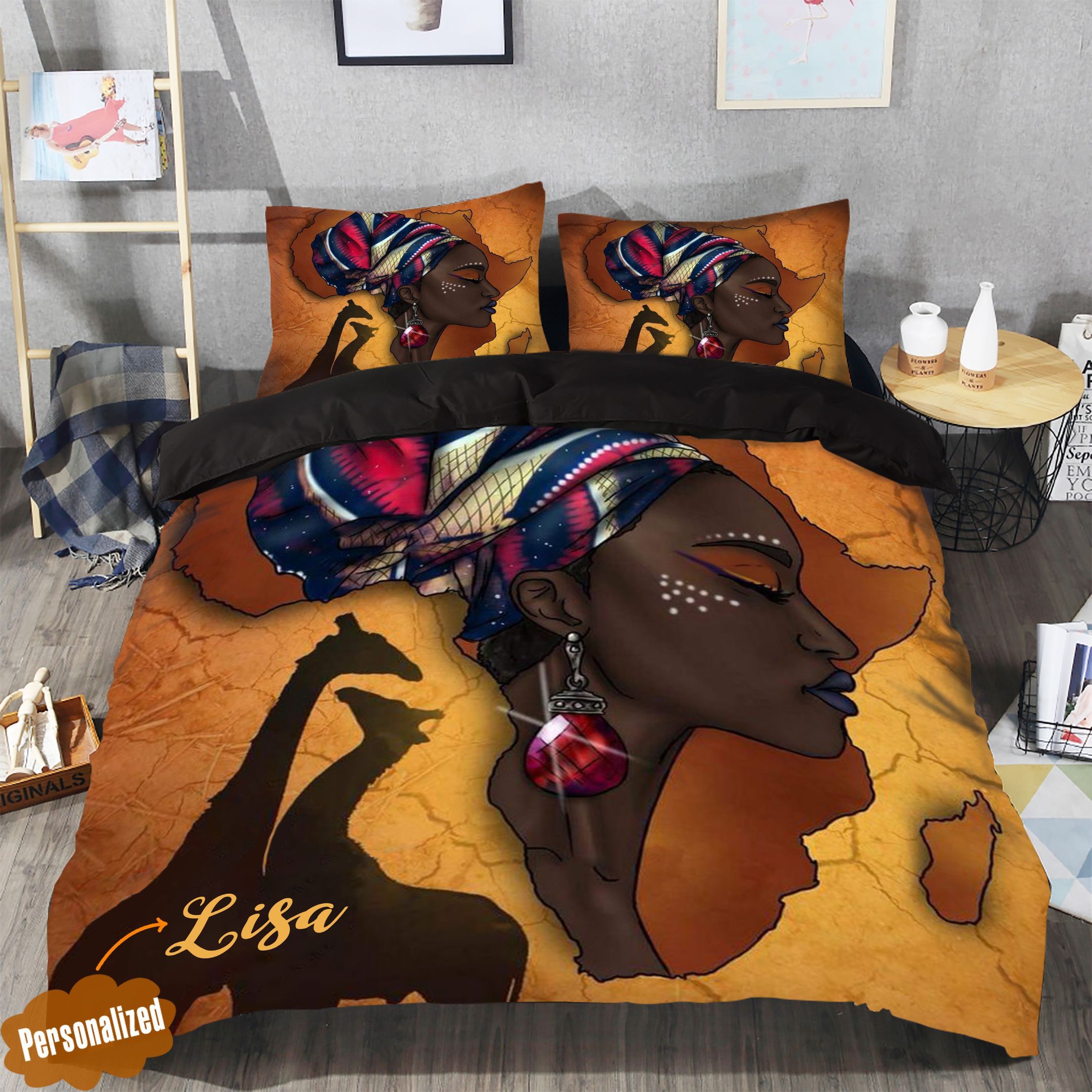 Black Girl Personalized Bedding Set