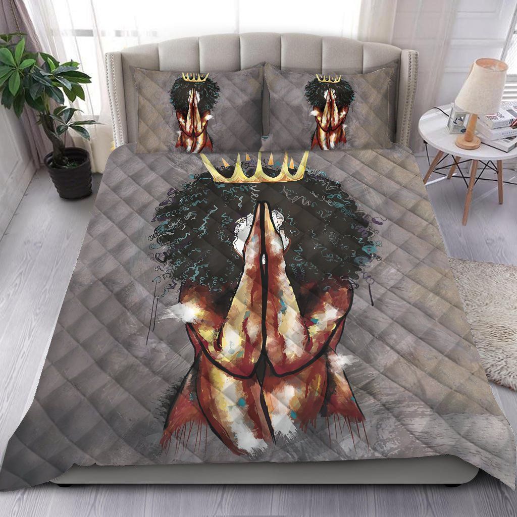 Black Girl Praying Queen Bedding Set
