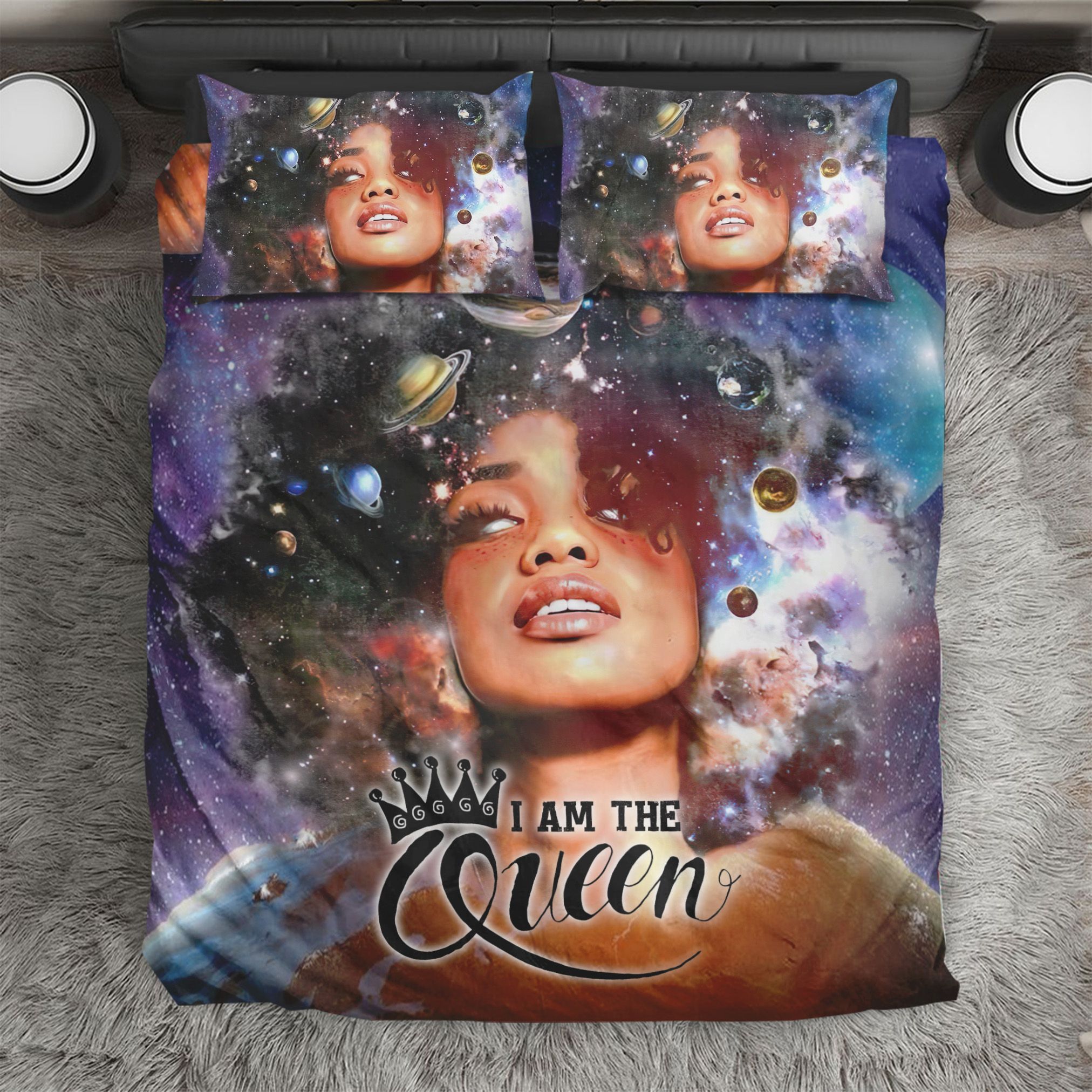 Black Girl Queen Of Universe Bedding Set