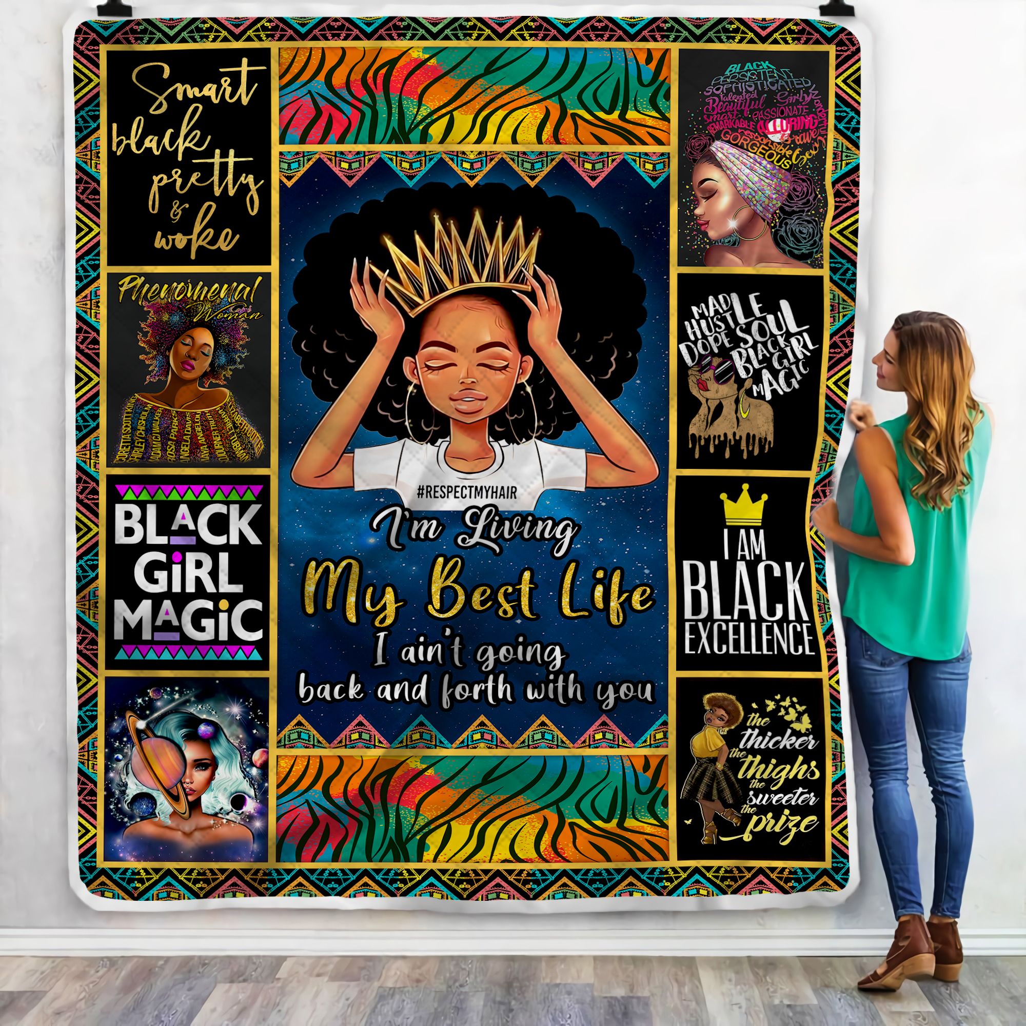 Black Girl Respect My Hair Fleece Blanket