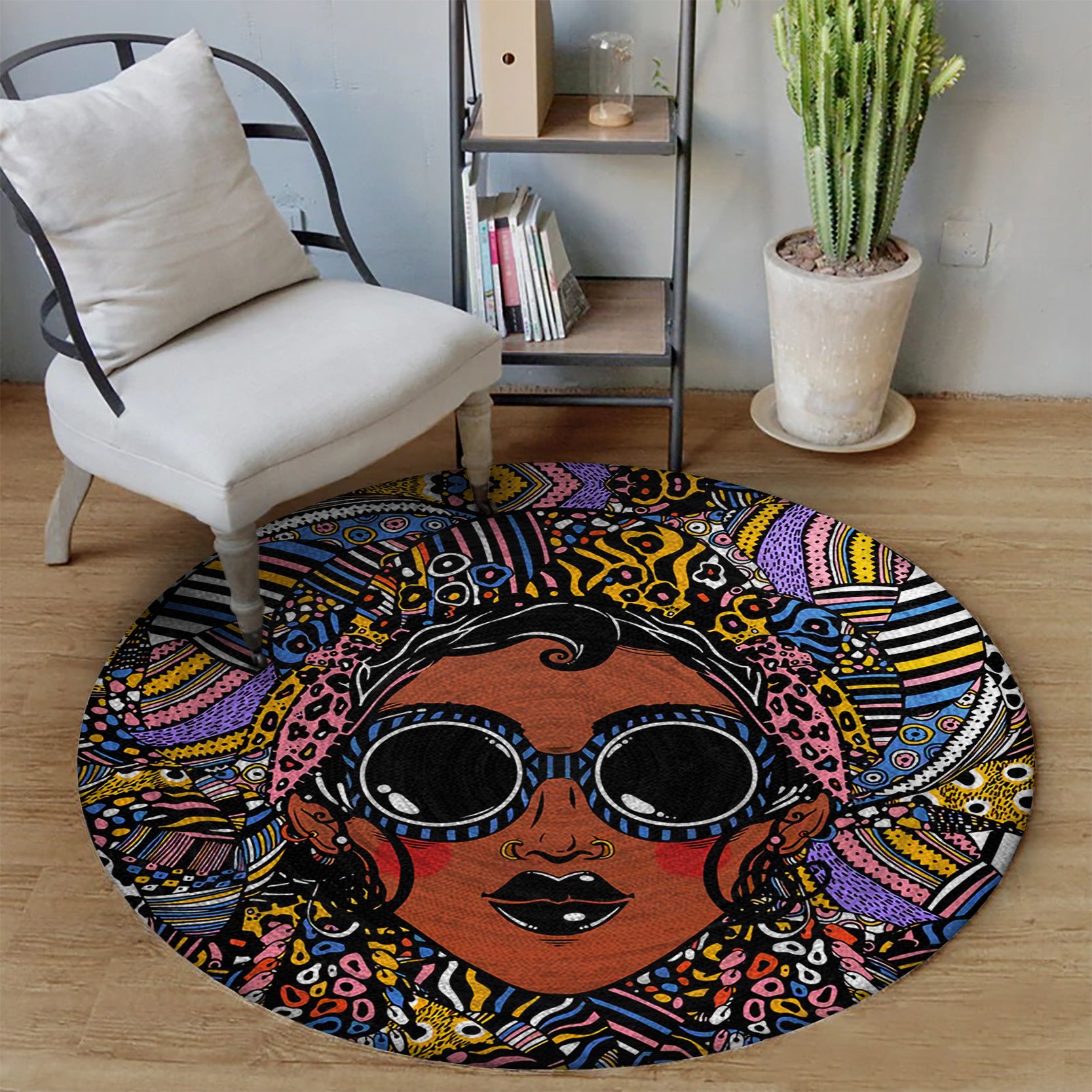 Black Girl Round Carpet