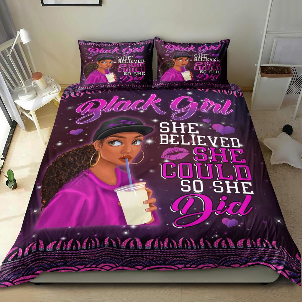 Black Girl She Could So She Did Bedding Set