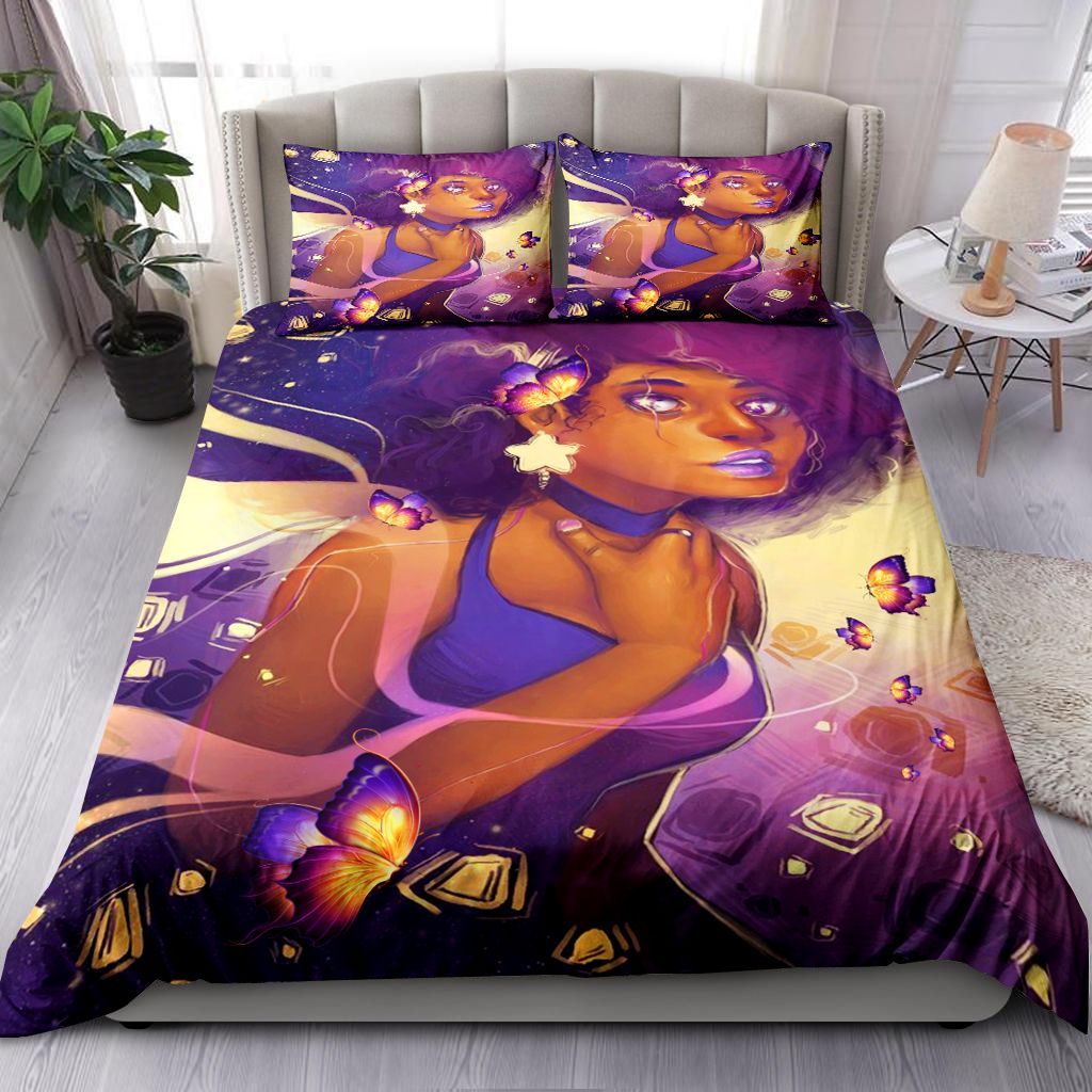 Black Girl Shining Bright Like A Star Bedding Set