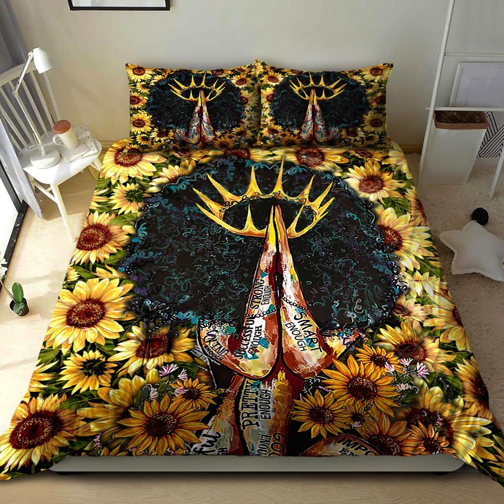 Black Girl Sunflower Bedding Set