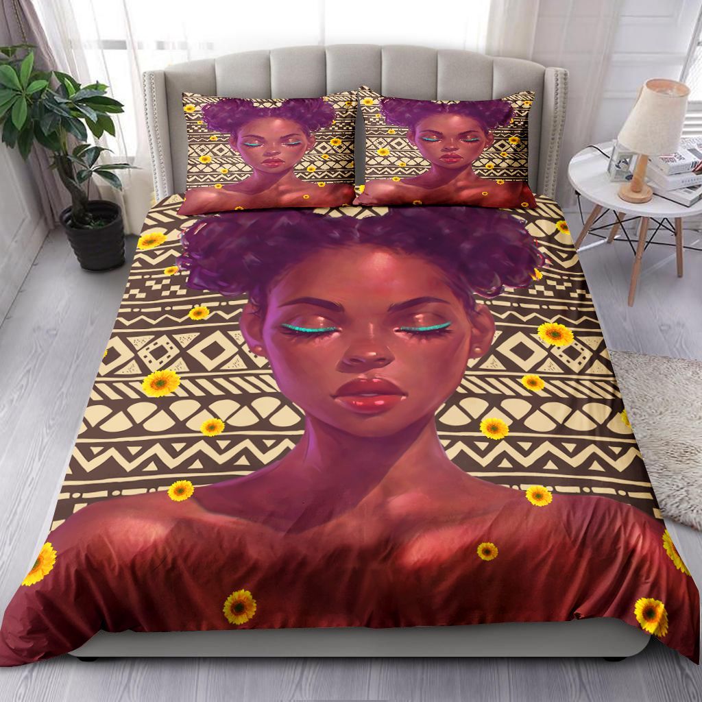 Black Girl Sunflower Bedding Set