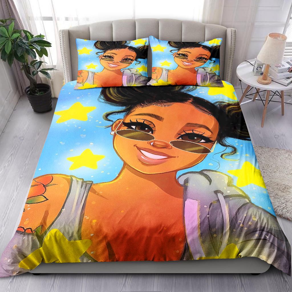Black Girl With Star Bedding Set
