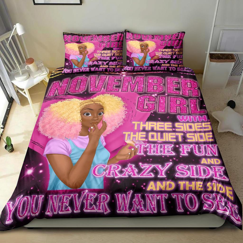 Black Girl With Three Sides Bedding Set