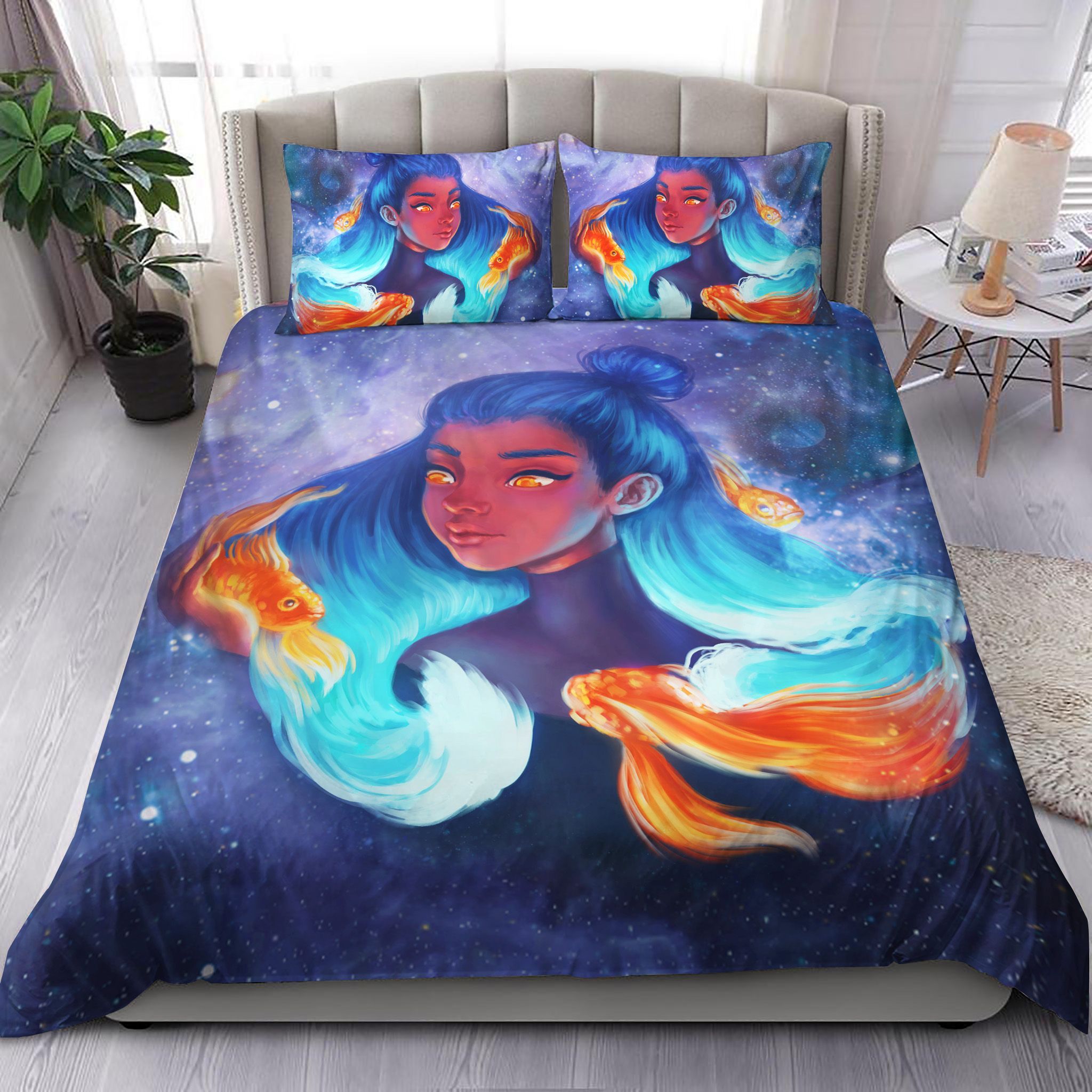 Black Girl With Waving Hair Bedding Set