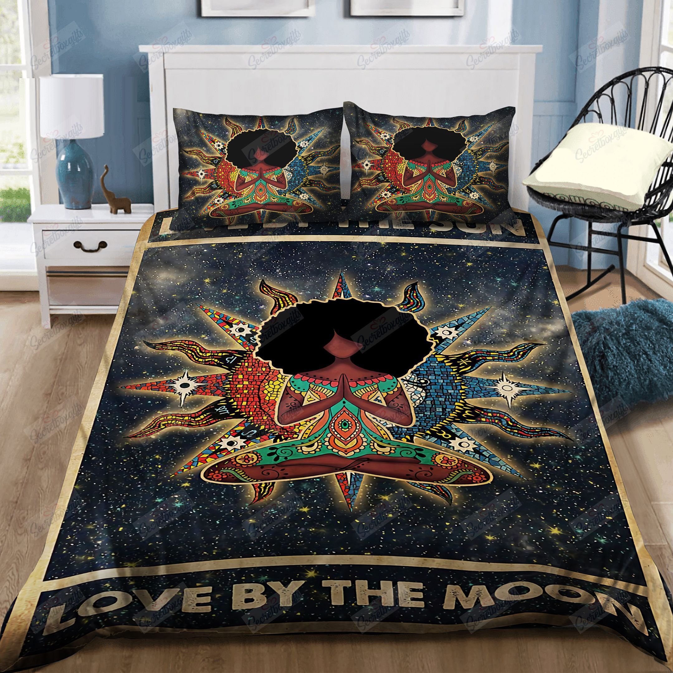 Black Girl Yoga Live By The Sun Love By The Moon Bedding Set