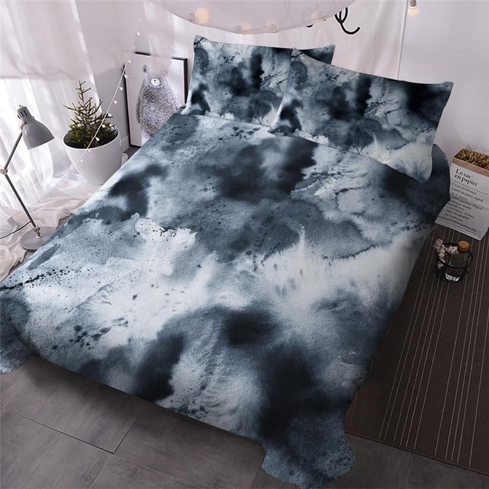 Black Grey Swirl Bedding Set