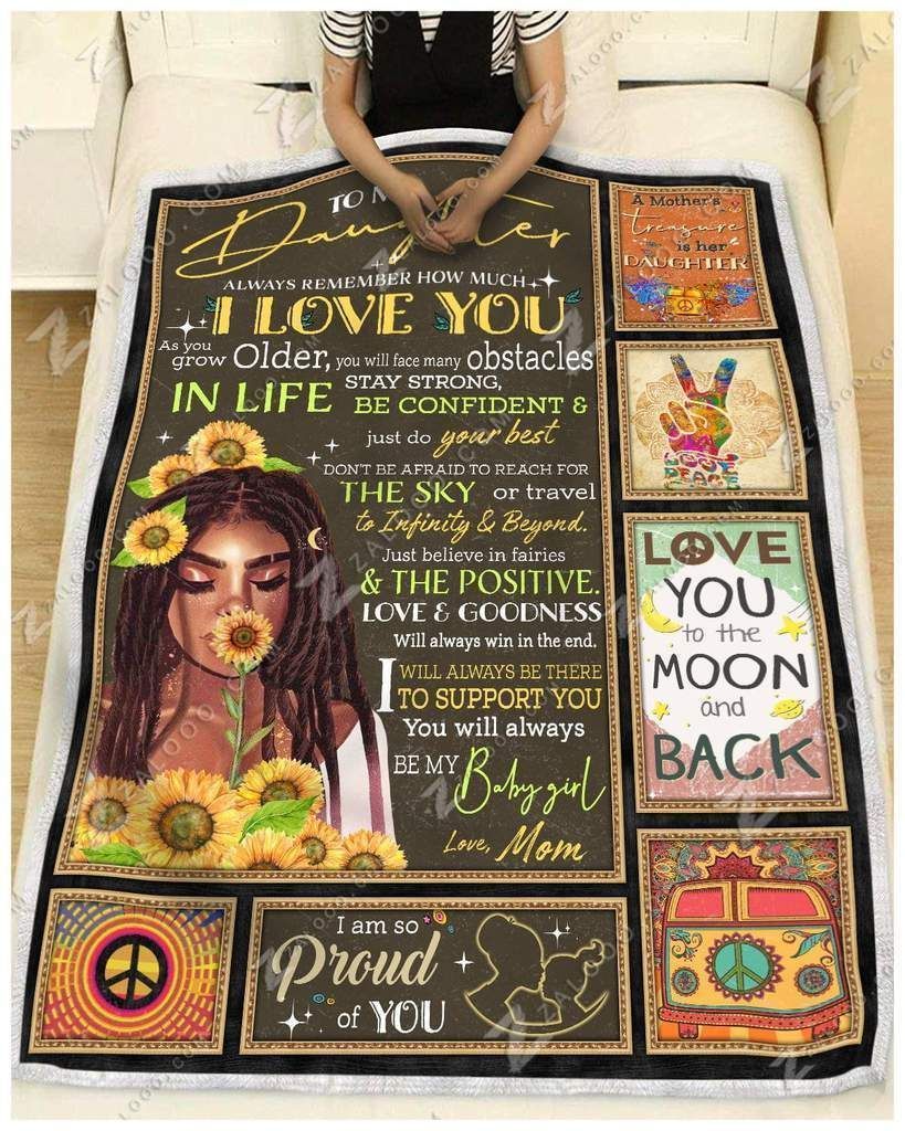 Black Hippe To My Daughter Be My Baby Girl Sherpa Fleece Blanket