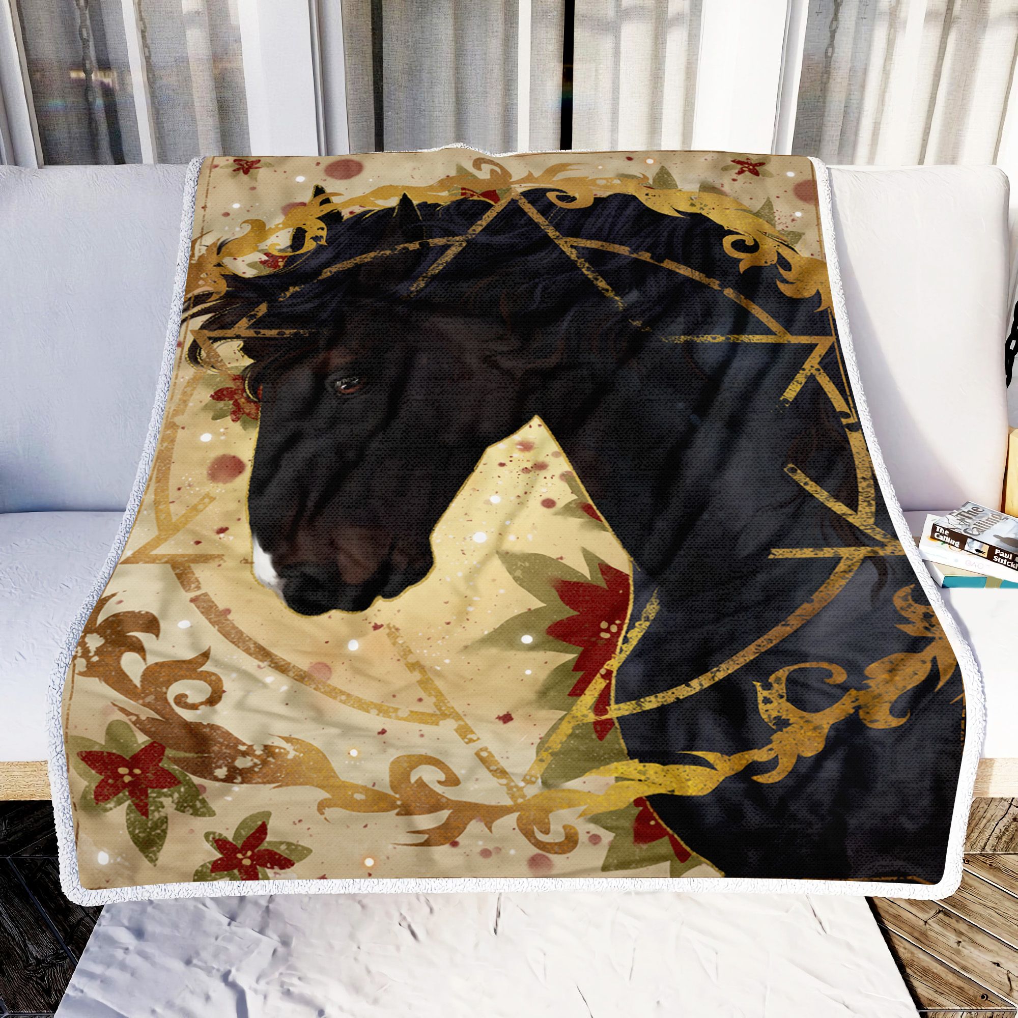 Black Horse Art Fleece Blanket