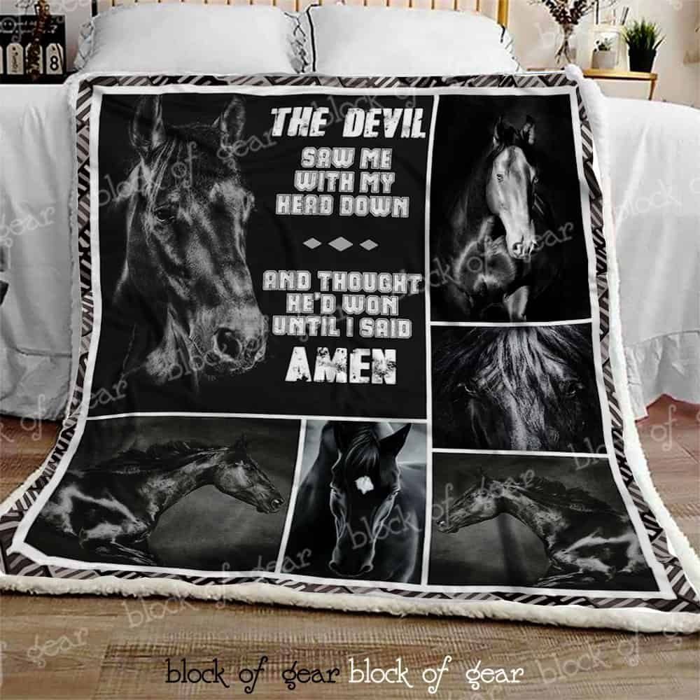 Black Horse Sherpa Fleece Blanket