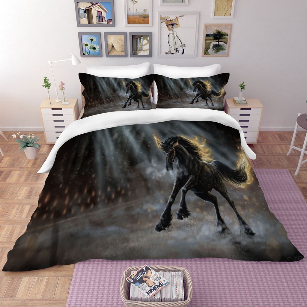 Black Horse Bedding Set