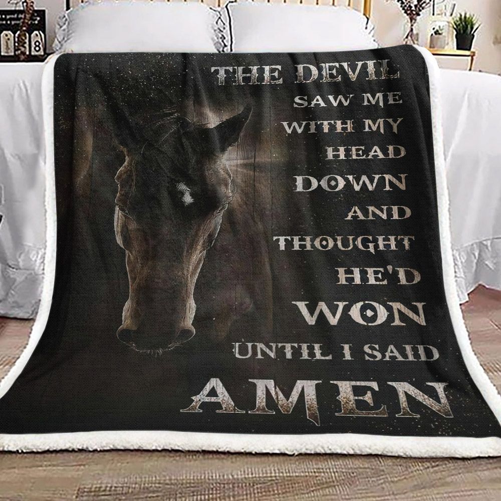 Black Horse Sherpa Fleece Blanket