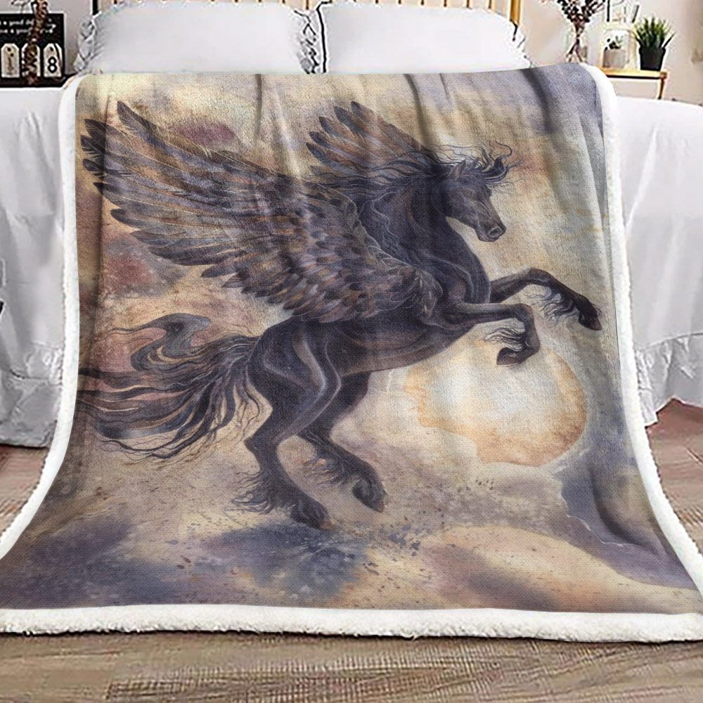 Black Horse Sherpa Fleece Blanket