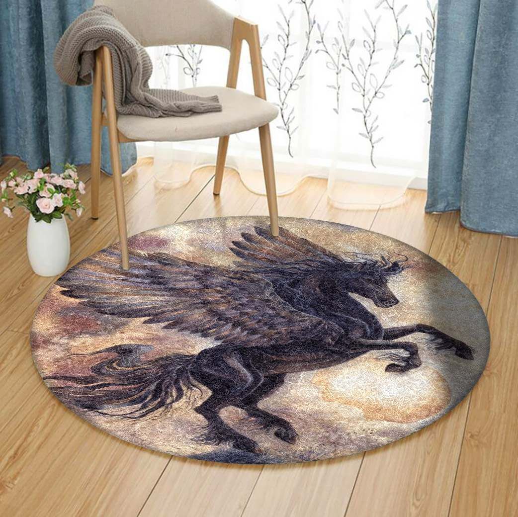 Black Horse Round Carpet