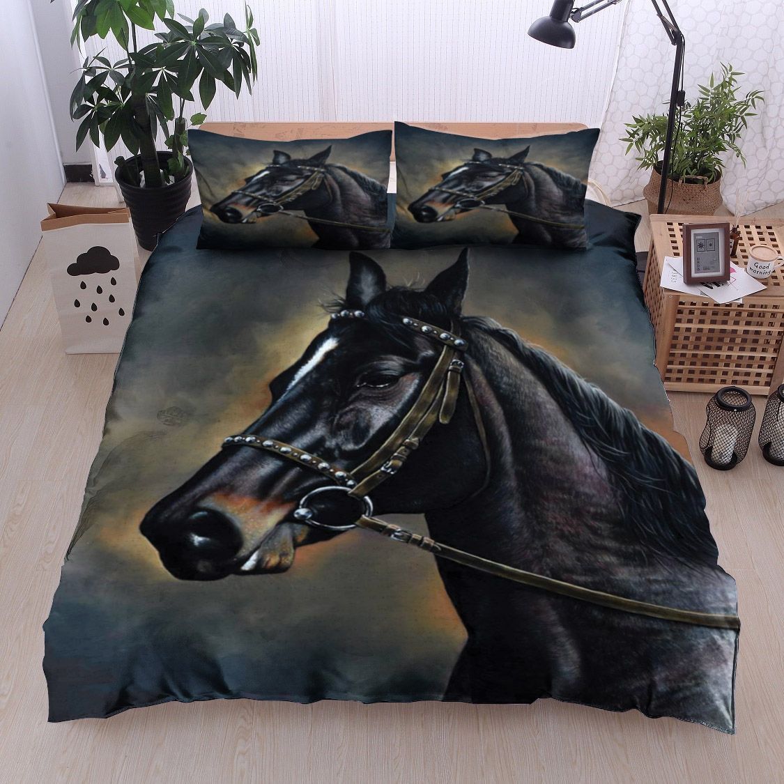 Black Horse Bedding Set