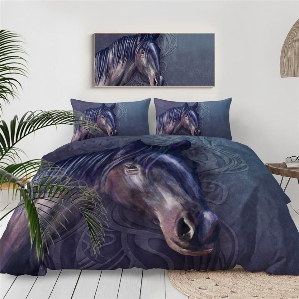 Black Horse Pattern Bedding Set
