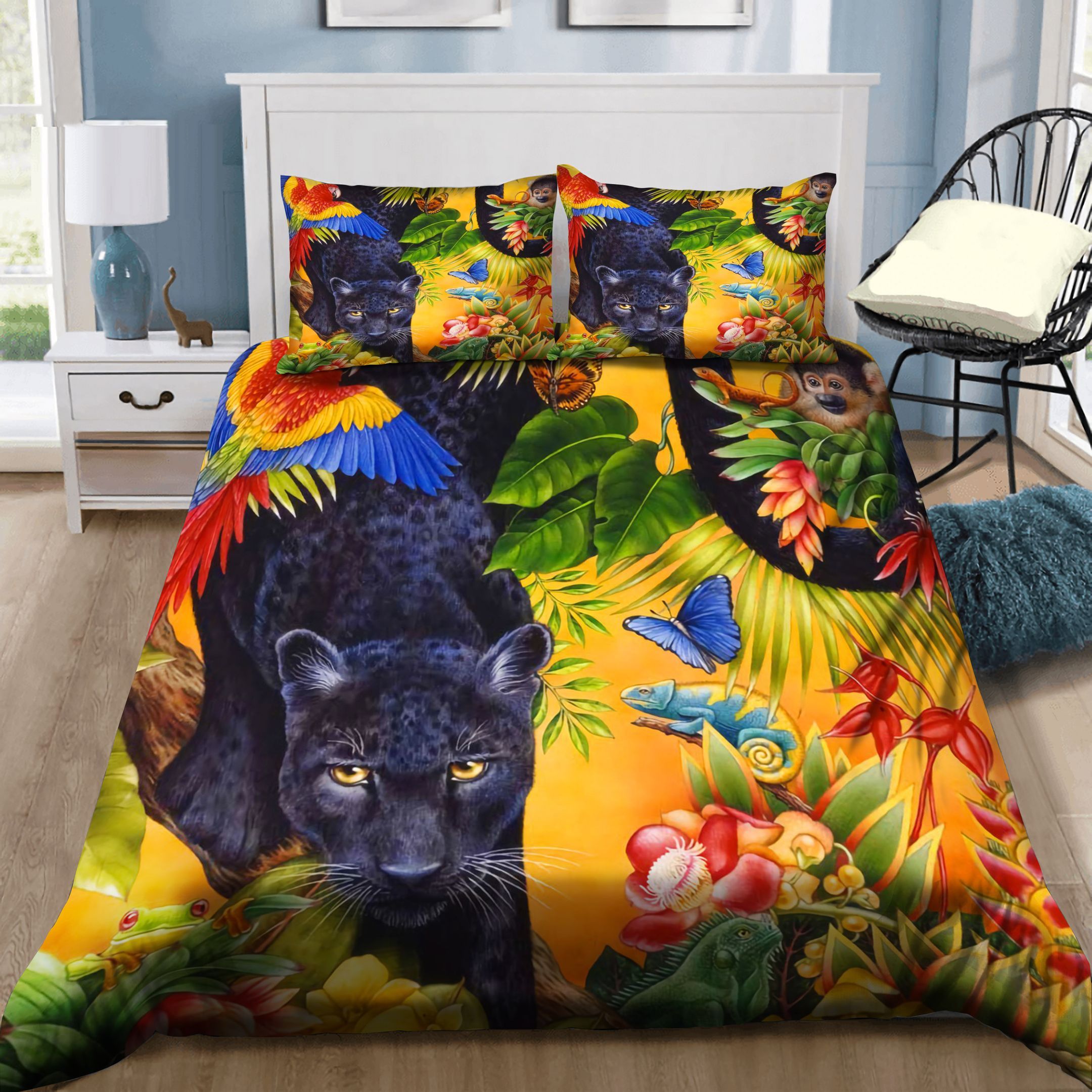 Black Jaguar Jungle Bedding Set