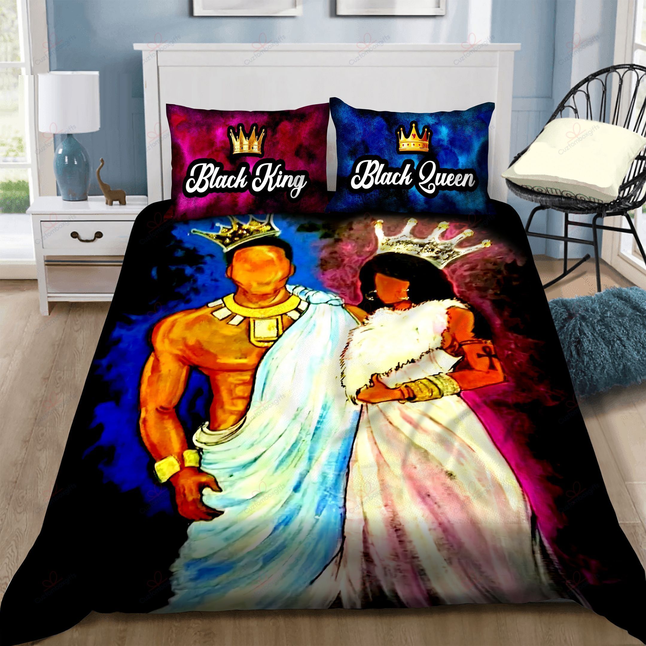 Black King And Queen Art Bedding Set