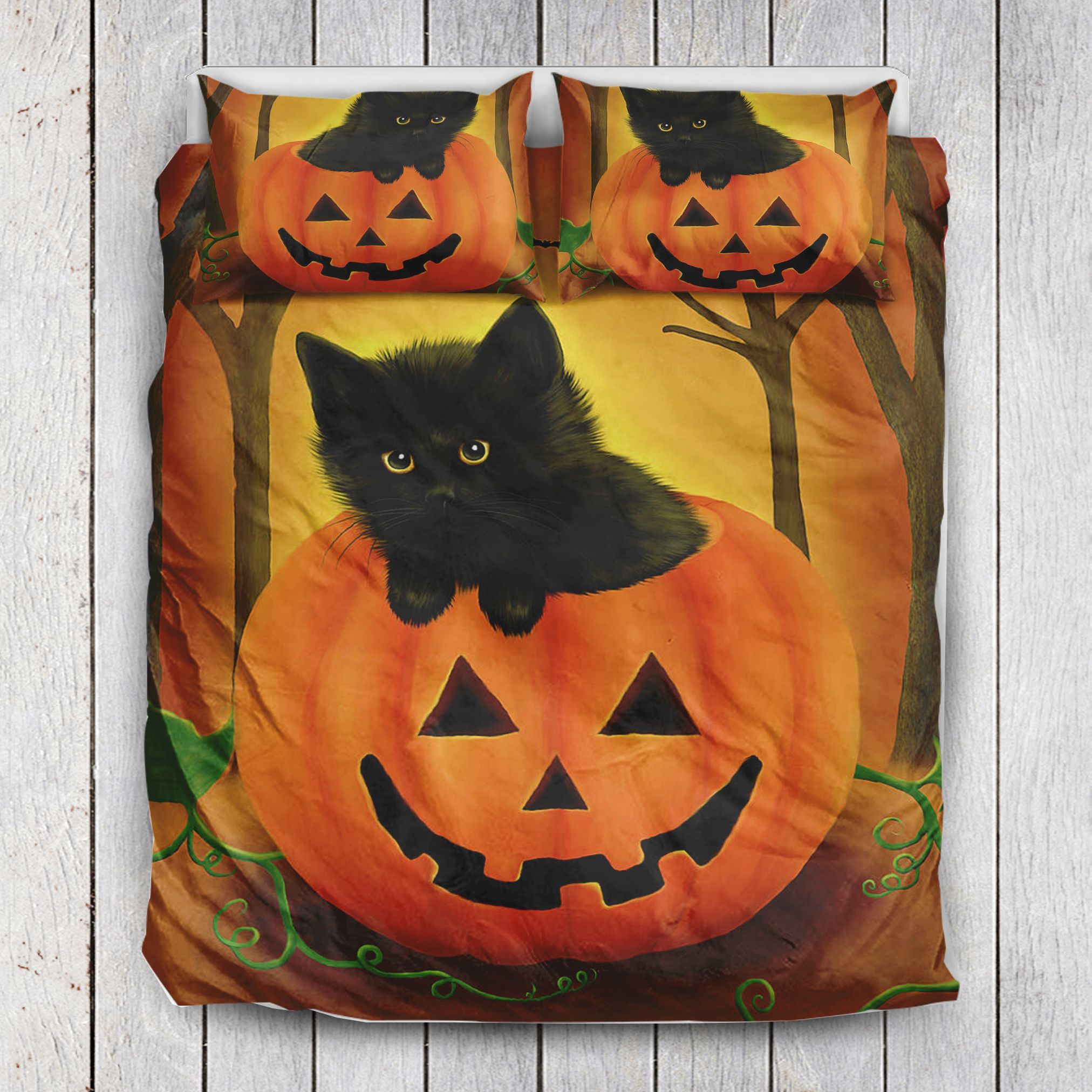 Black Kitten Halloween Bedding Set
