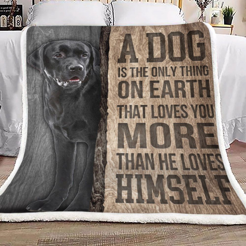 Black Labrador Dog Sherpa Fleece Blanket
