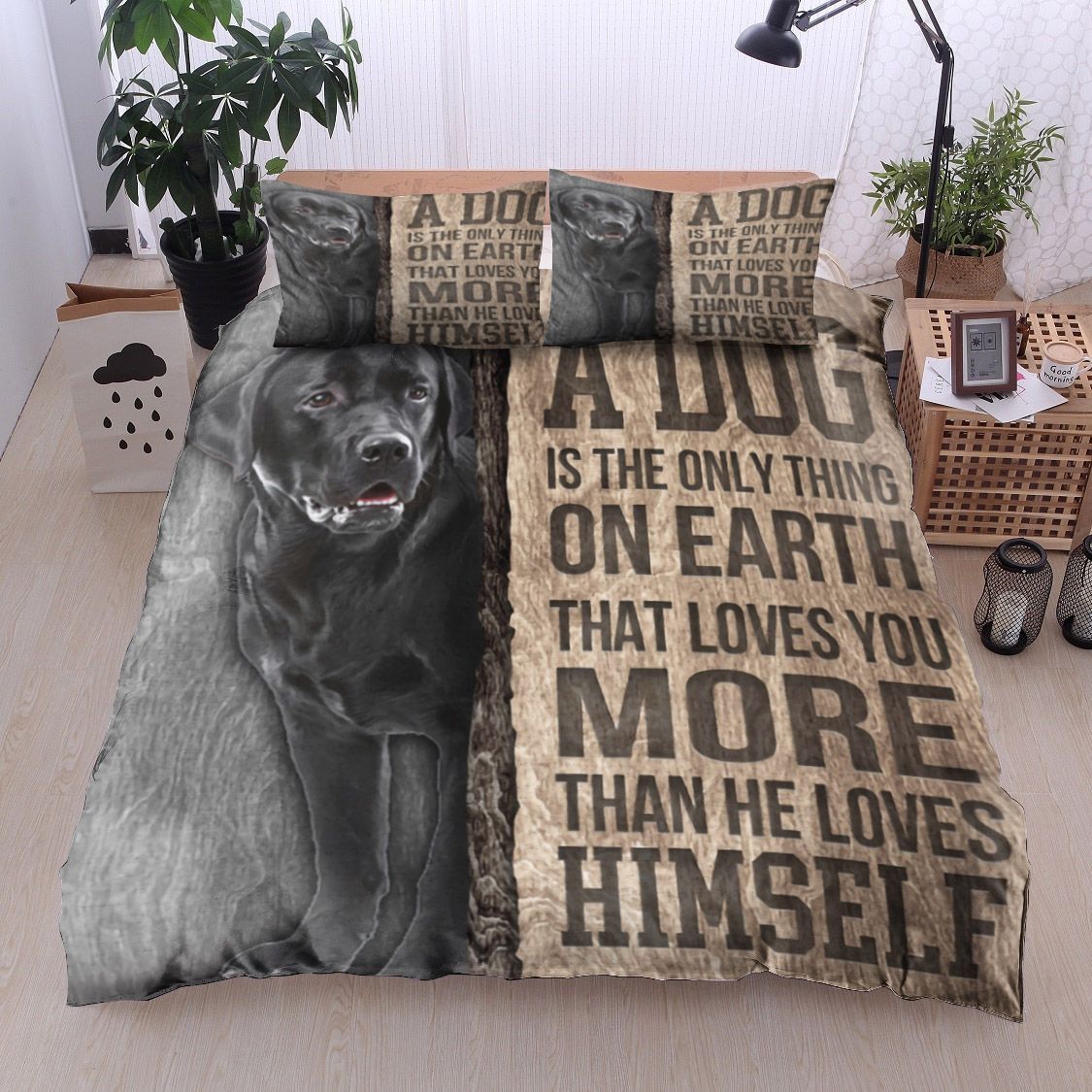 Black Labrador Dog Bedding Set