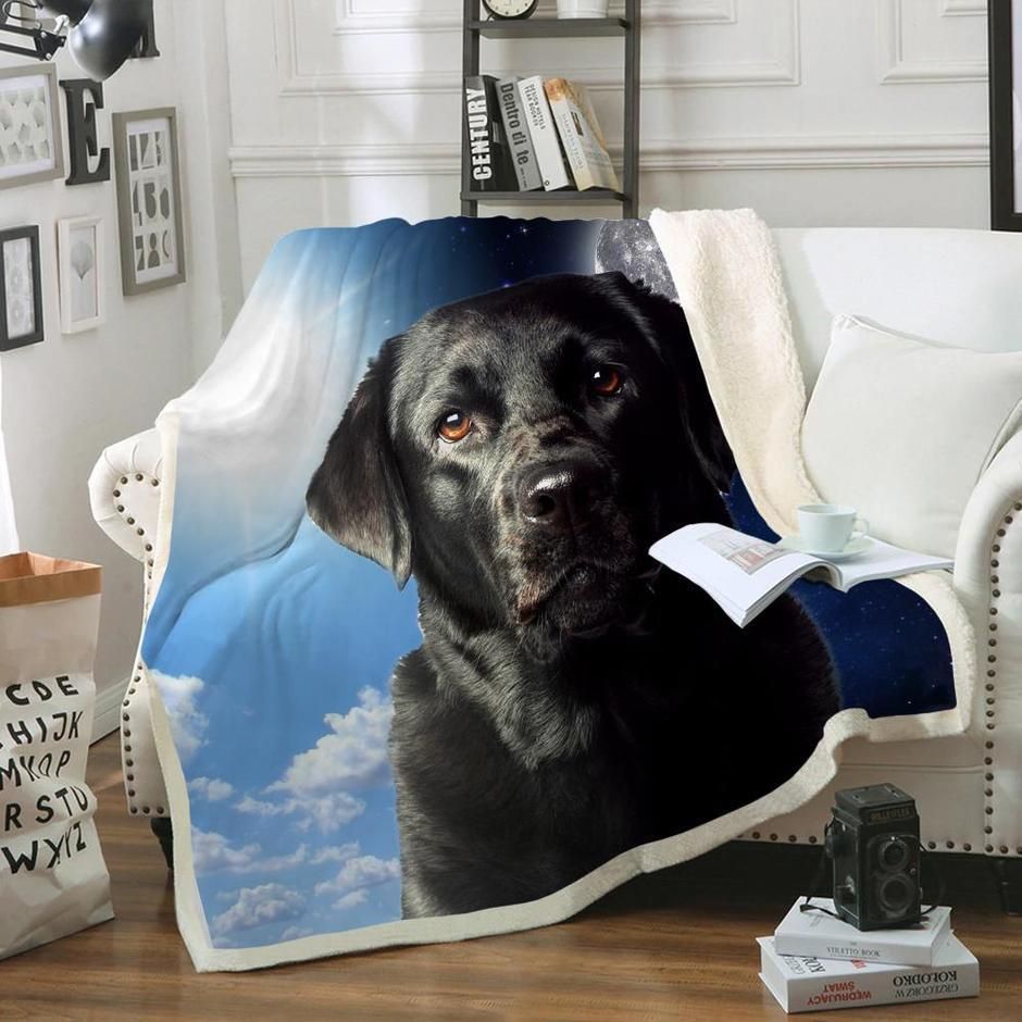 Black Labrador Sherpa Fleece Blanket