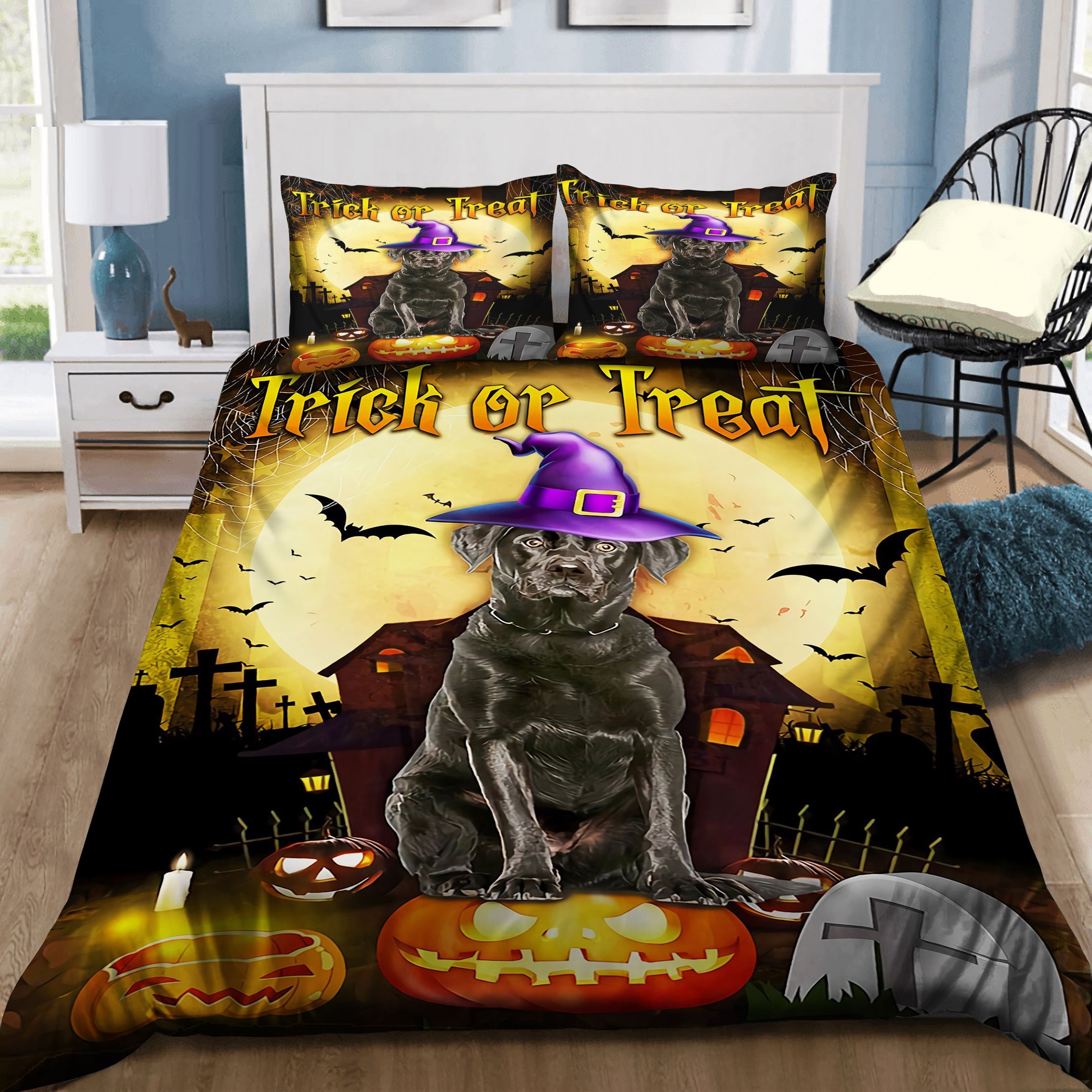 Black Labrador Retriever Halloween Bedding Set