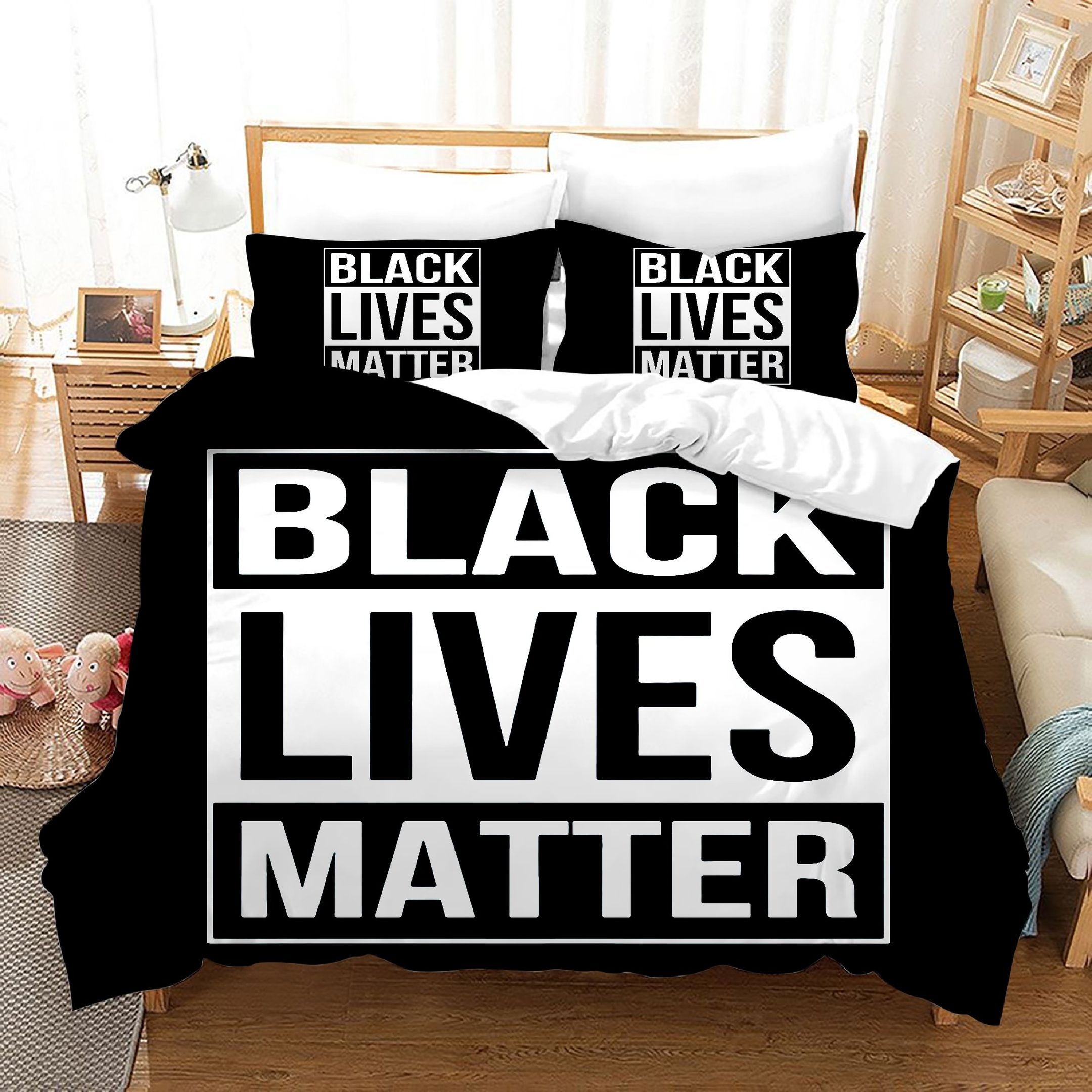 Black Lives Matter Black And White Bedding Set