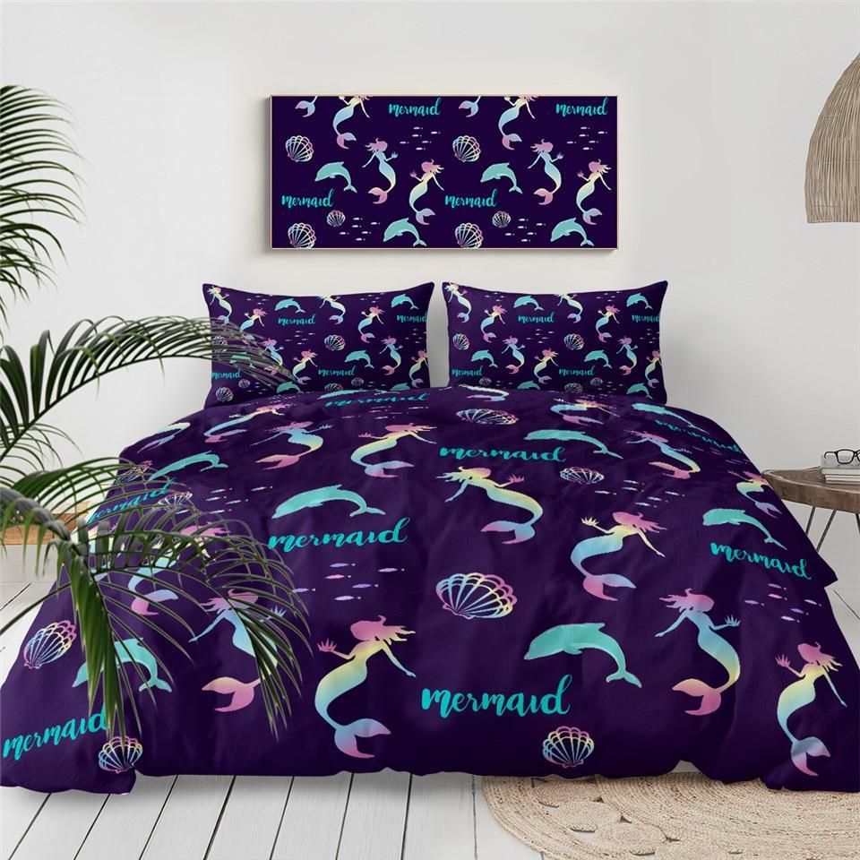 Black Mermaid Girls Bedding Set