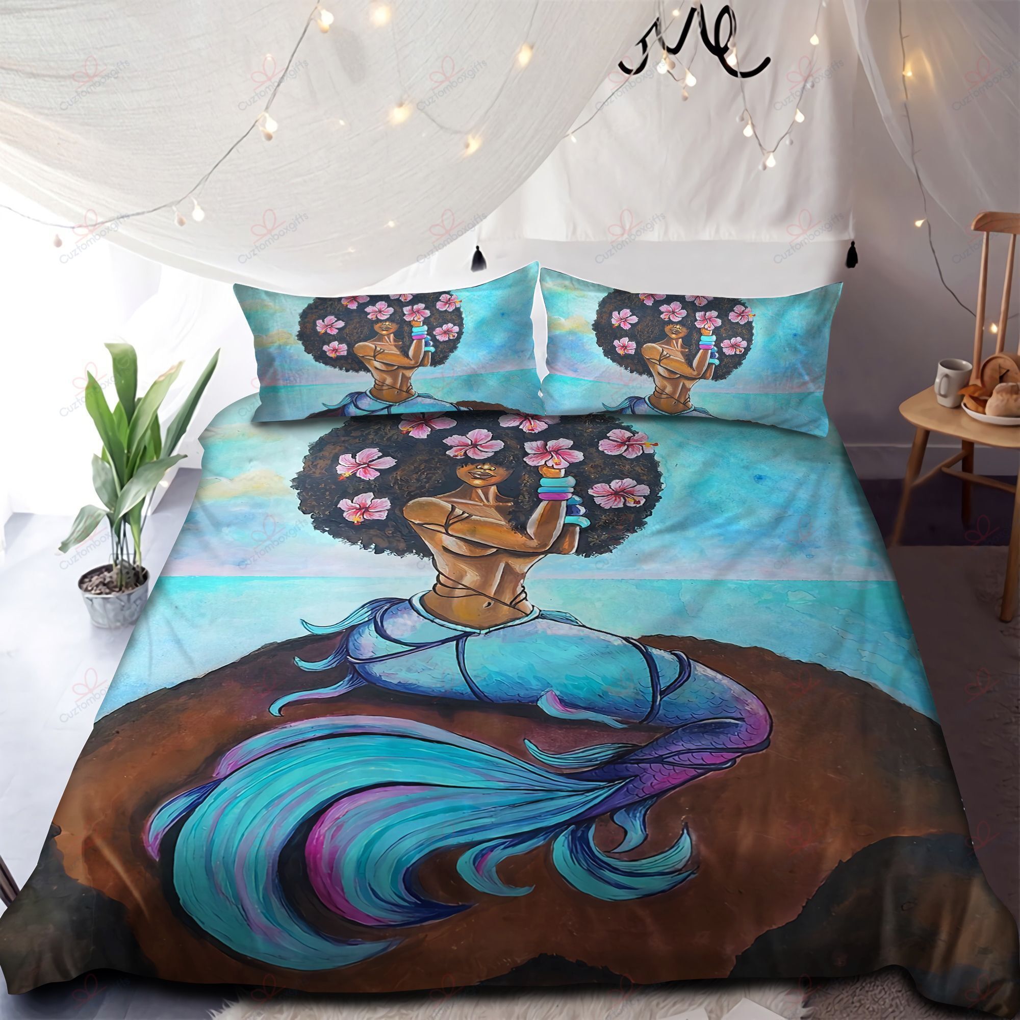 Black Mermaid Bedding Set